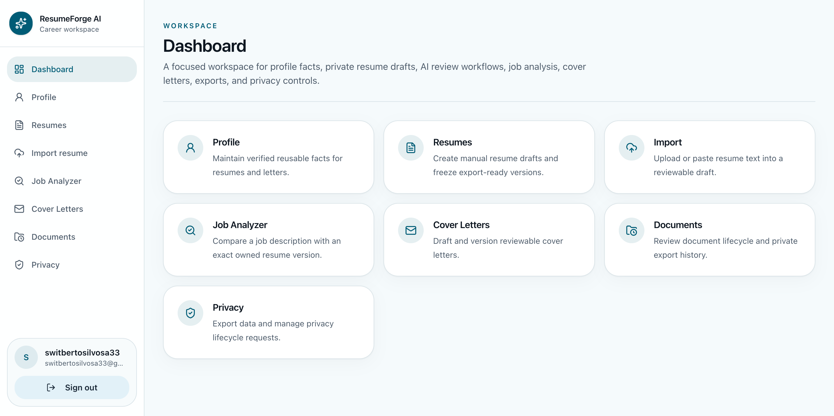 Screenshot of ResumeForge AI
